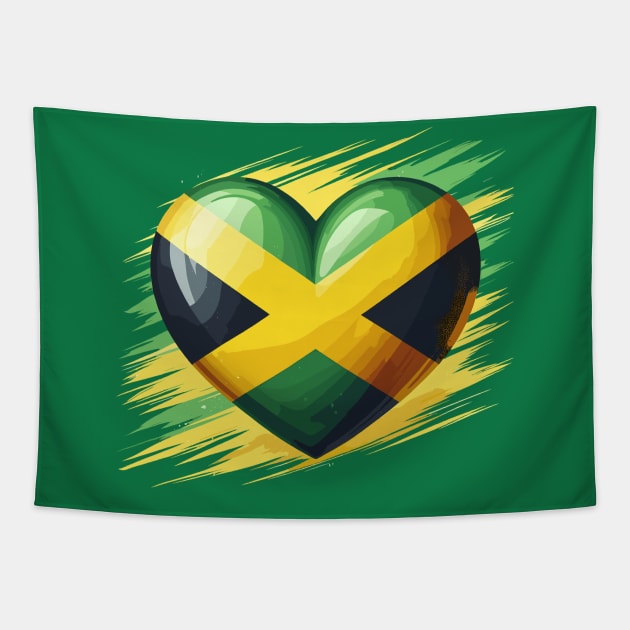 Jamaica Flag Heart Tapestry by Graceful Designs