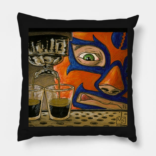 Luchador Espresso Gold Pillow by mikeskki