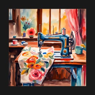 old sewing machine watercolor painting T-Shirt