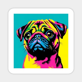 Neon Pug Portrait Sticker T-shirt Magnet