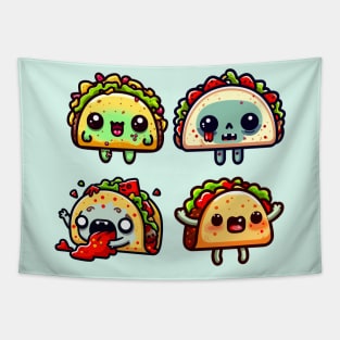 Funny Cute Kawaii Zombie Taco Tapestry