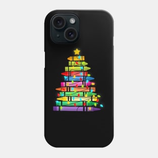 Teacher Crayon Christmas Tree Lights Student School Xmas Phone Case