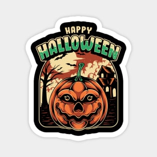 Halloween pumpkin and haunted house Magnet