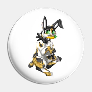 Bobtail BunnyCat: Calico Tabby (Black) Pin