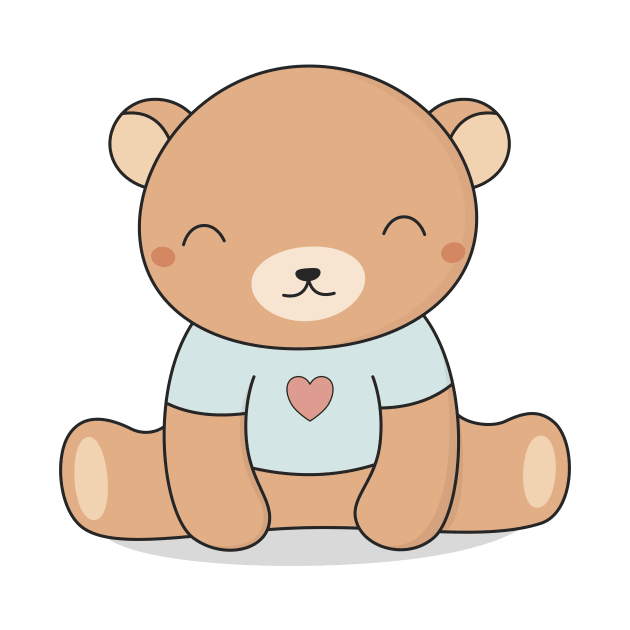 Kawaii Cute Brown Teddy Bear by wordsberry