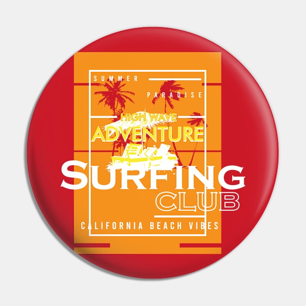 California Tropical Beach Surfing Club Pin by SSSD