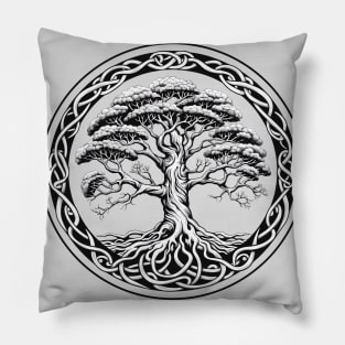 Tree Of Life Black & White Pillow