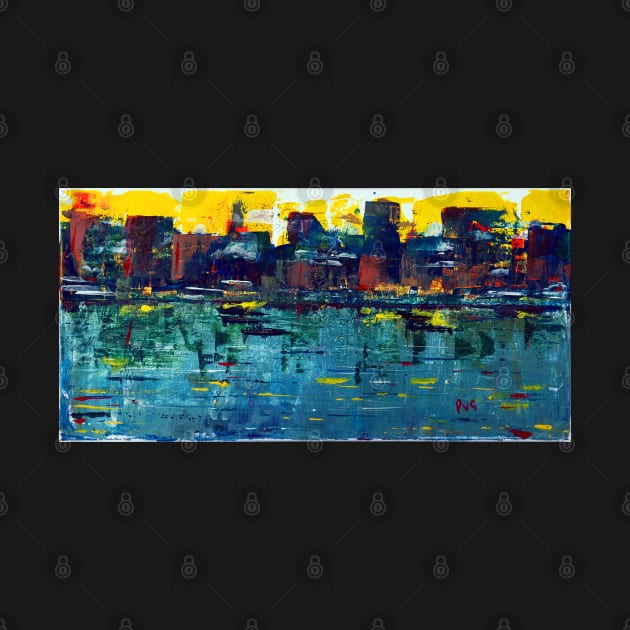 City Port Sunset - Acrylic on Canvas by pops