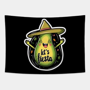 Let's fiesta cute avocado sumbrero Tapestry