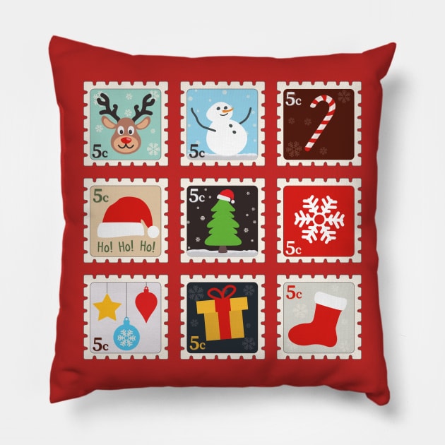 Christmas Stamps | Gift Ideas | Cute Design Pillow by Fluffy-Vectors