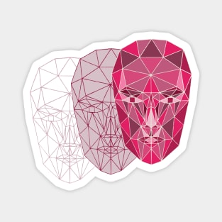 Geometric Female Face in pink Red Magnet