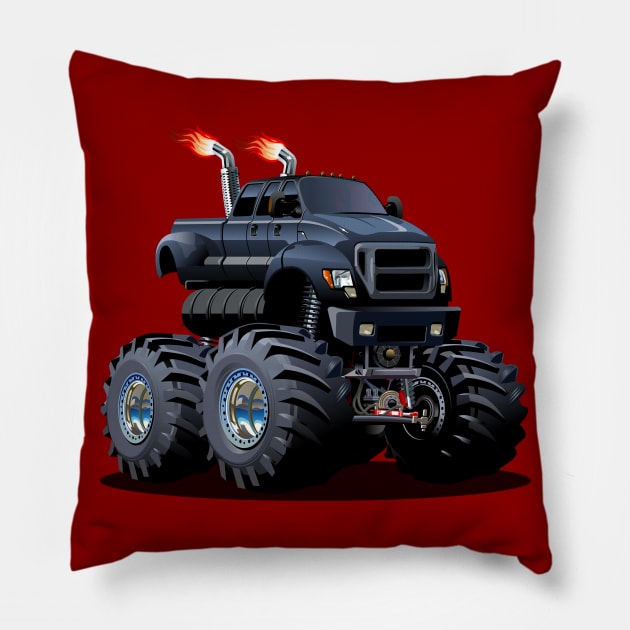 Cartoon monster truck Pillow by Mechanik