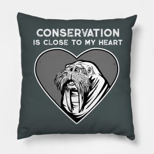 Walrus Conservation Heart Pillow