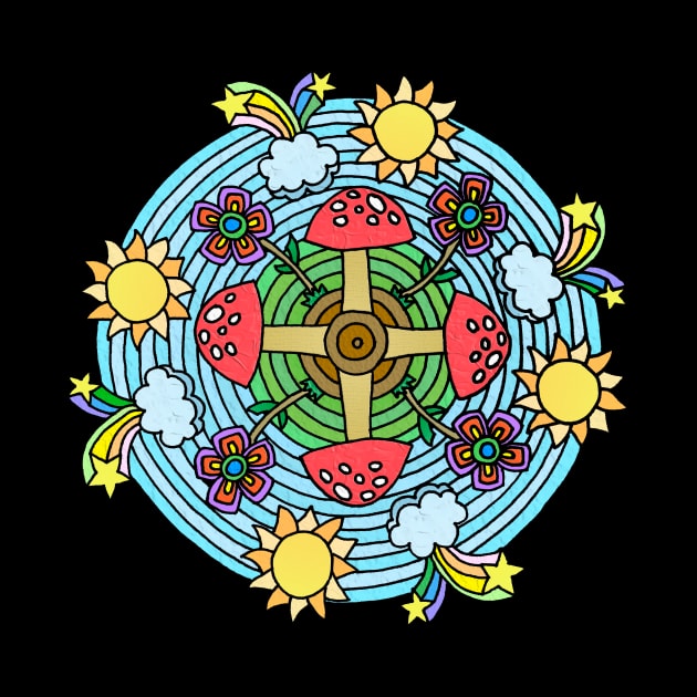 Mushroom & Rainbow Themed Mandala by gorff