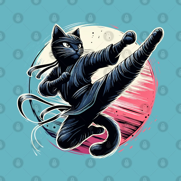 Ninja Cat Jump Kick by Genbu