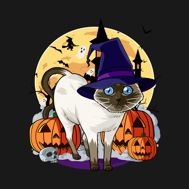 Siamese Cat Cute Witch Halloween Pumpkin by Noseking