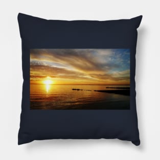 Golden Sunset at Brighton Beach Pillow