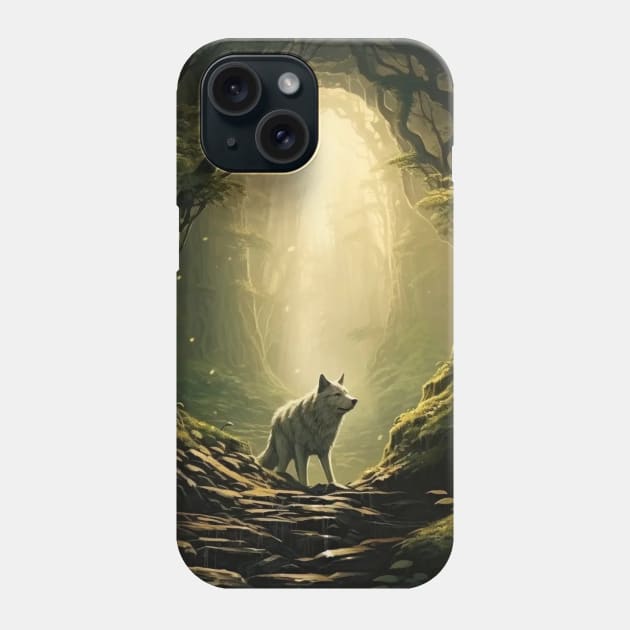 Pathway Guardian - Wolf's Forest Vigil Phone Case by vk09design