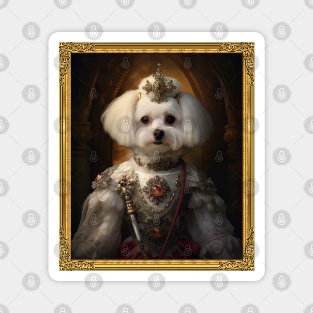 Graceful Bichon Frisé - Medieval Spanish Princess (Framed) Magnet by HUH? Designs