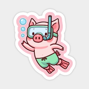 Cute pig Snorkeling Magnet