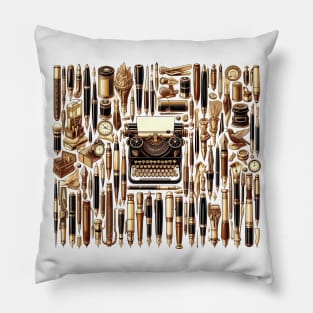 An Assortment of Classic Pens Arranged in an Artistic Pattern Pillow