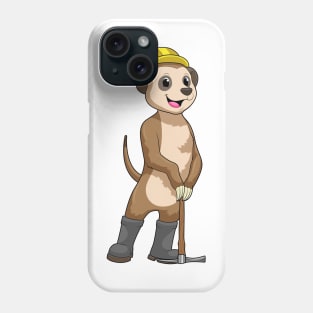 Meerkat as Miner with Pickaxe Phone Case