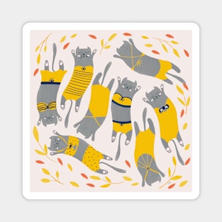 Swimsuit Cats in Sunshine Yellow Magnet