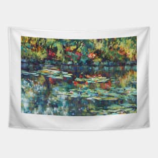 Monet garden reflections Tapestry