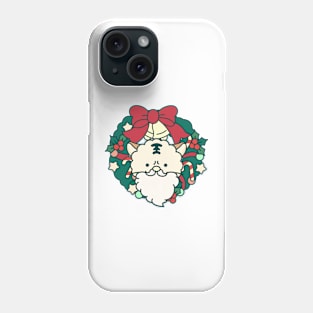 Christmas wreath and cat Santa Phone Case