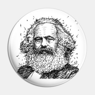 KARL MARX ink portrait Pin