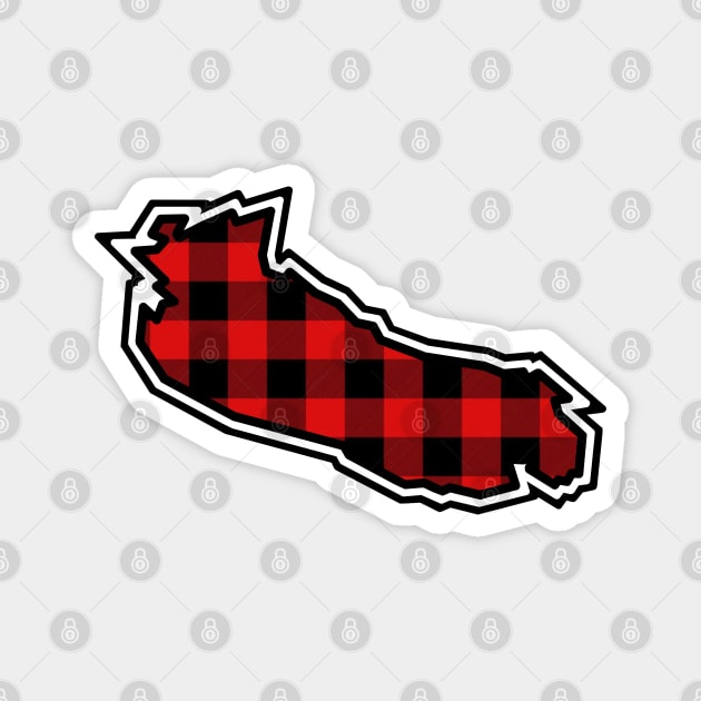 Gabriola Island Silhouette in Red and Black Plaid - Simple Pattern - Gabriola Island Magnet by Bleeding Red Paint