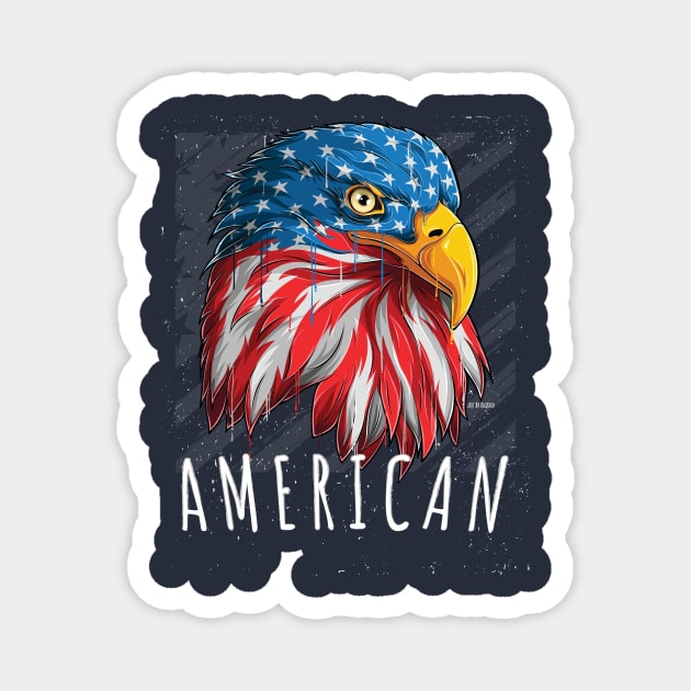 Eagle with American flag Magnet by Richardramirez82