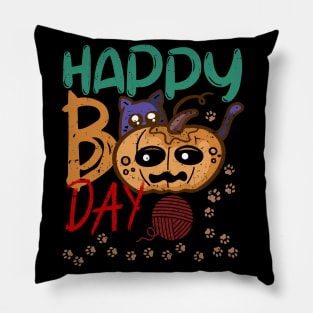 Happy Boo Day Party Costume with Boo Cat Pumpkin Funny Pillow