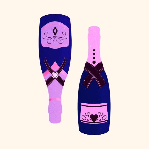 Pink and purple champagne bottles by Home Cyn Home 