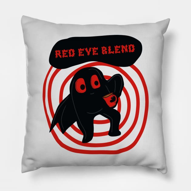 Mothman’s red eye blend Pillow by CryptidComforts1