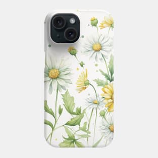 Watercolor Floral Daisy Flowers Pattern Phone Case