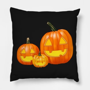 Jack-O-Lantern Trio (Black) Pillow