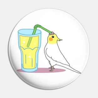 Parrot Sip Juice Lemonade Lutino Cockatiel Pin