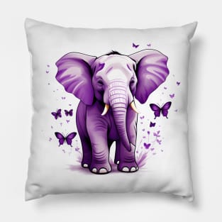 Cute Baby Elephant with Butterflies Design Pillow