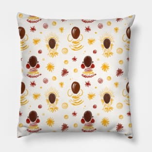 African Queens Black woman Watercolor Pattern Pillow