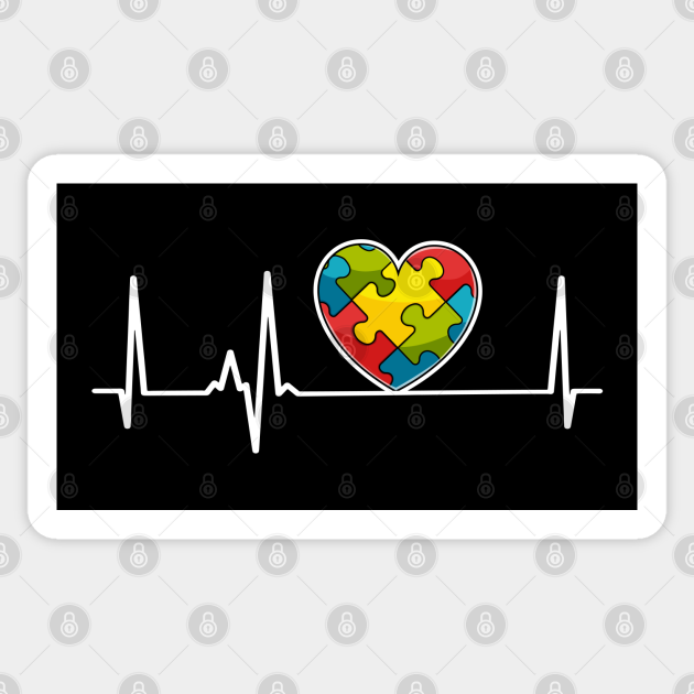 Heart Puzzle Piece Heartbeat Autism Awareness Gift Boy Kids Autism Awareness Autocollant Teepublic Fr