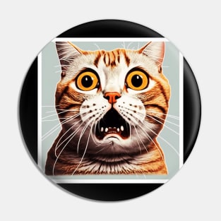Funny Scared Cat Face, Cat Lover, Scaredy cat Pin