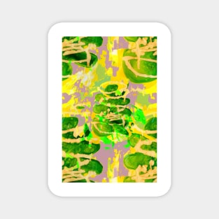 Painted leaf and lilac background Magnet