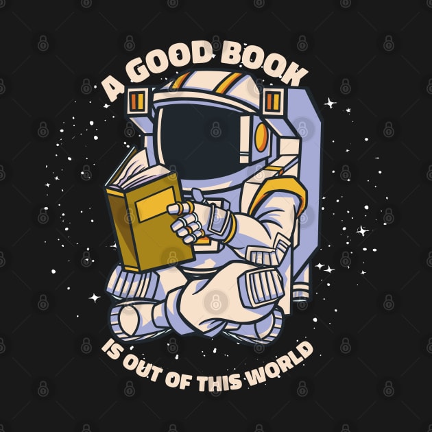 Astronaut Reading Book in Space Design by MARCHY