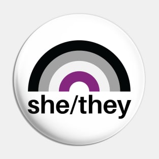 She/They Pronouns Asexual Rainbow Pin