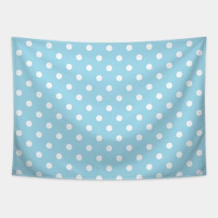 Light Blue and White Polka Dots Tapestry