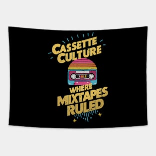 Cassette Culture Where Mixtapes Ruled Retro Vintage Design Tapestry