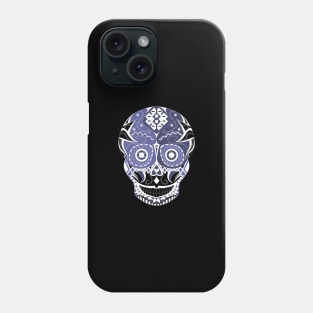 skull mania ecopop tribal mexican art in blue Phone Case