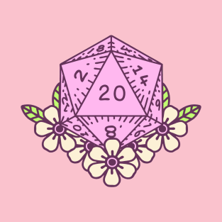 Cute d20 dice in pink T-Shirt