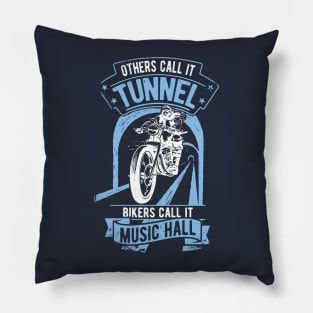 Bikers Call It Music Hall, retro motorcyclist, motorbike Pillow